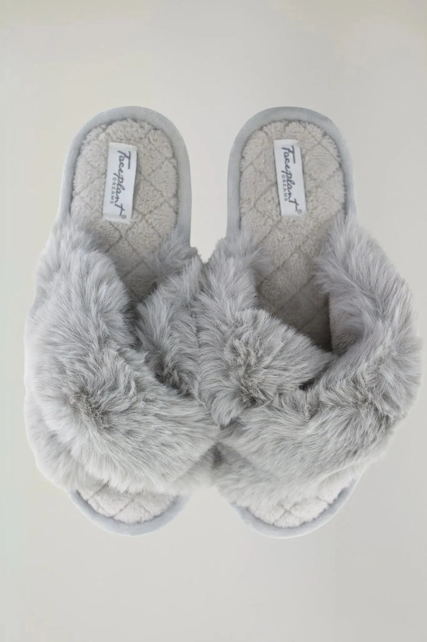 Grey hot sale fuzzy slides